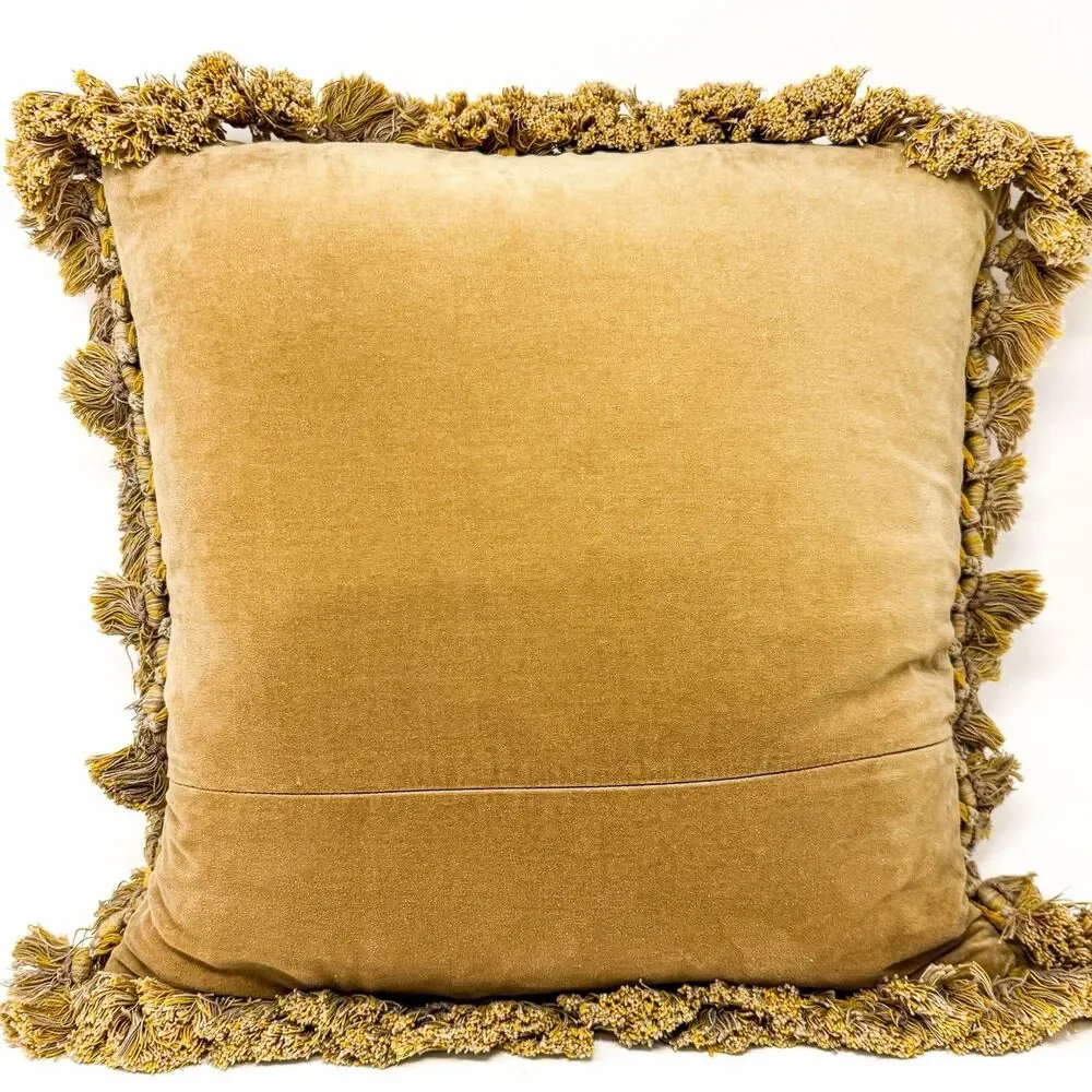 Vintage 18” Aubusson Floral Petit Point Needlepoint Beaded Tassel Throw Pillow